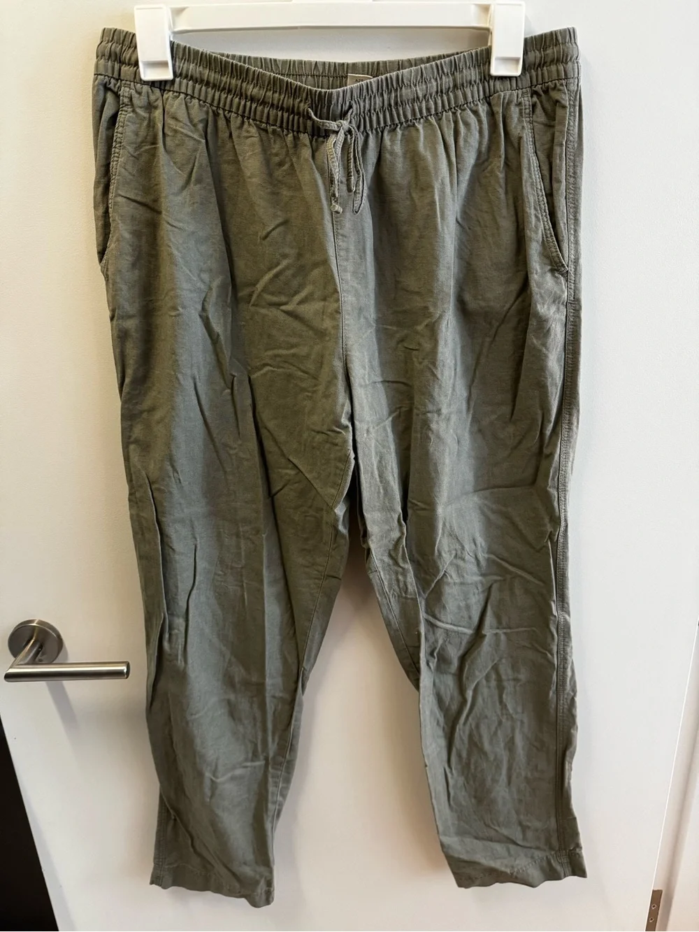 H&M Linen Olive Drawstring Casual Pants